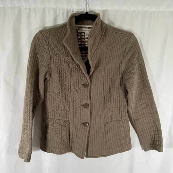 Coldwater Creek Blazer Women's 4 Petite Green Collared Button Up Long Sleeve - Picture 1 of 10